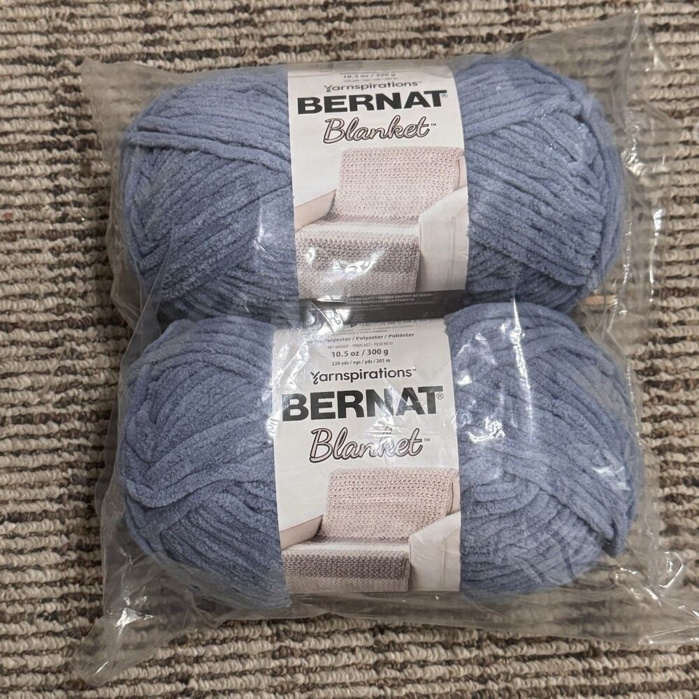 Yarnspirations Bernat Blanket Big Ball Yarn 10106 Country Blue 2 Skein New